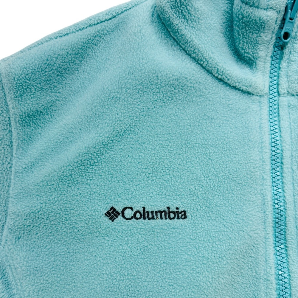 Columbia Women's L Aqua Blue Benton Springs Full Zip Fleece Jacket Mock Neck - Picture 6 of 11